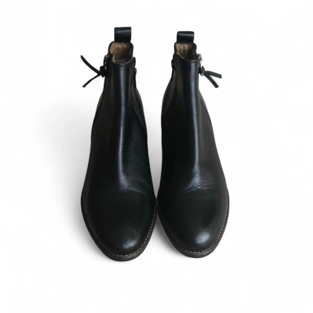 Journee Signature Womens Black Genuine Leather Charlotte Ankle Bootie Size 9